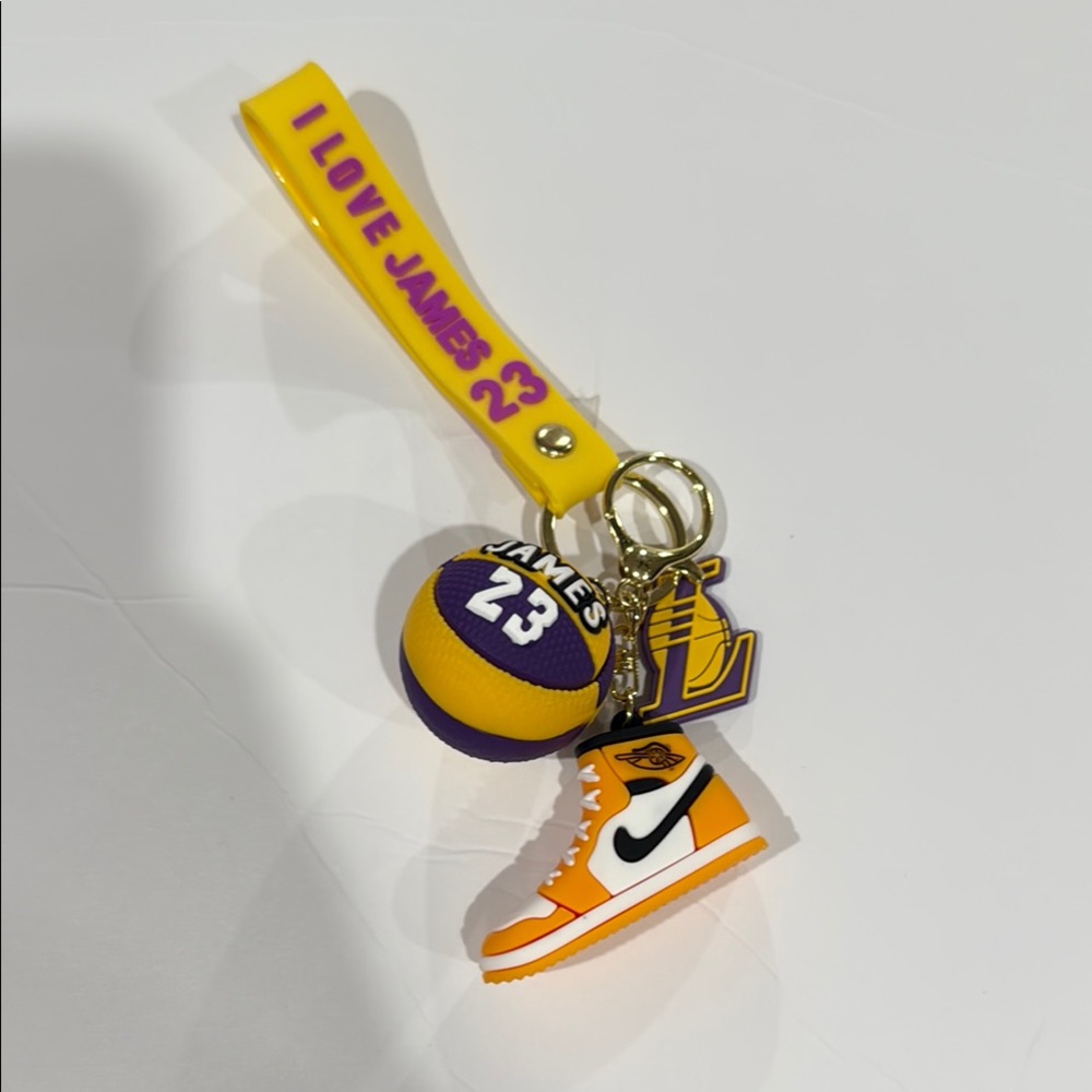 Lebron James #23 Basketball Keychain with Shoe and Team Charms
